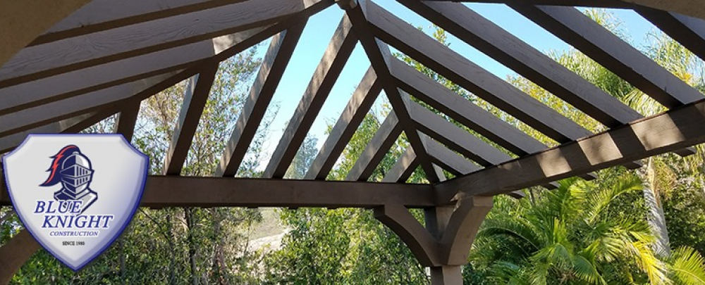Wood Pergolas & Patio Covers OC, With Blue Knight cover